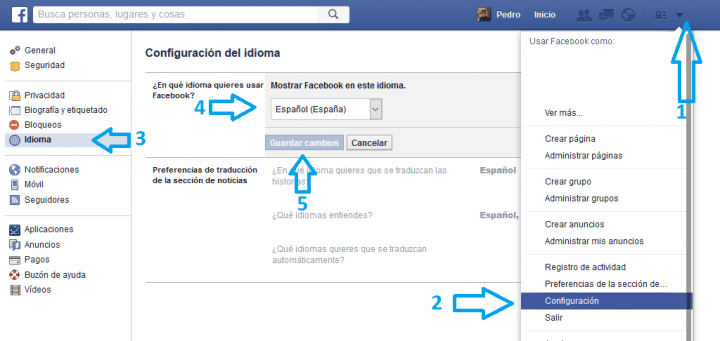 Cómo poner Facebook en español