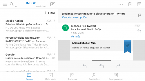Imagen - Mail vs Outlook en iOS 9