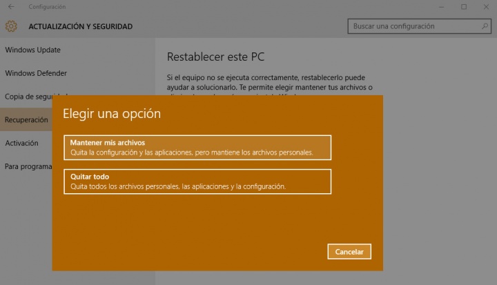 Imagen - Reinstala o formatea Windows 10 sin perder tus archivos