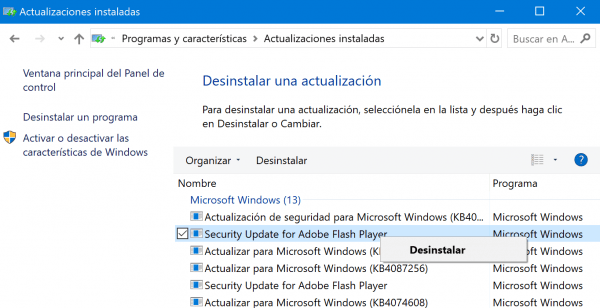 Imagen - Cómo desinstalar actualizaciones de Windows 10