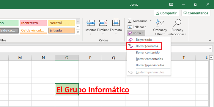 Imagen - Cómo borrar formato de celdas en Excel