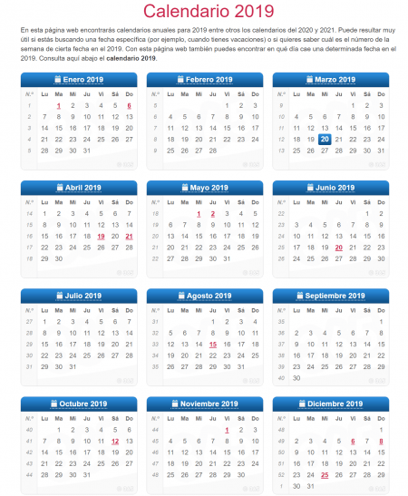 Imagen - 8 plantillas de calendario del año 2019