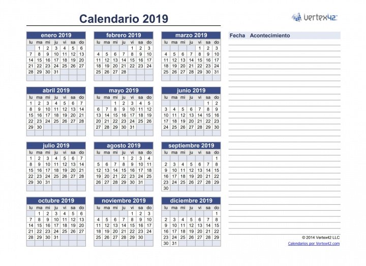 Imagen - 8 plantillas de calendario del año 2019