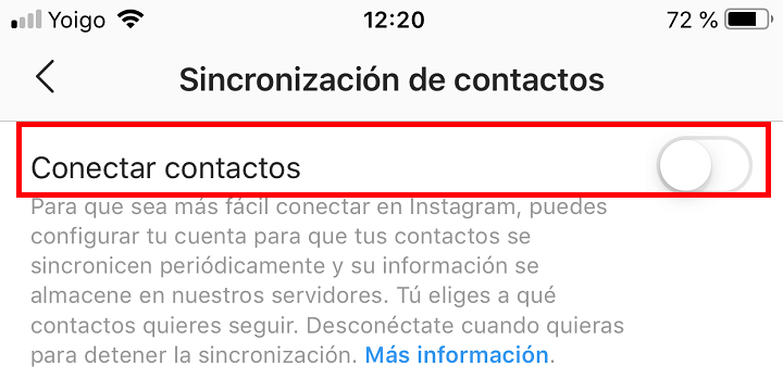 Imagen - Cómo dejar de sincronizar los contactos del móvil en Instagram