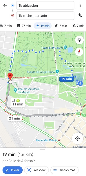 Imagen - Cómo guardar la ubicación del aparcamiento en Google Maps