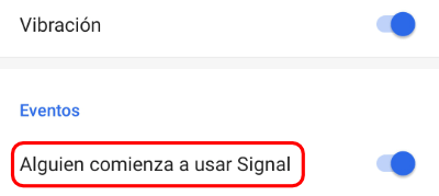 Imagen - Desactivar las notificaciones de nuevo contacto en Signal