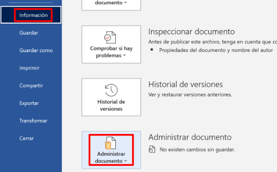 Imagen - Recuperar documentos de Office sin guardar