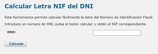 Familiar de múltiples fines Permanecer 7 webs para calcular la letra del NIF o NIE