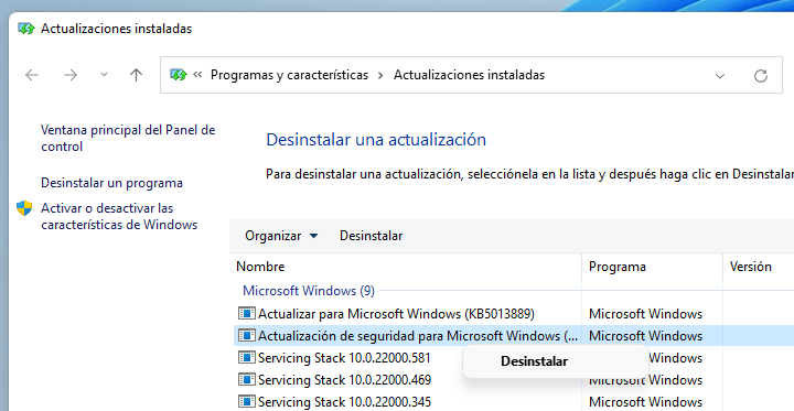 Imagen - Cómo desinstalar actualizaciones en Windows 11