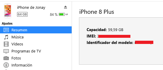 Imagen - Cómo saber el IMEI en iOS