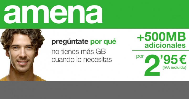 Amena lanza bonos de datos 500 MB por 2,95 euros