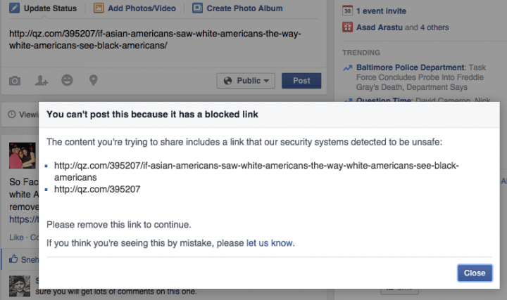 Imagen - Facebook bloquea publicaciones por contener links