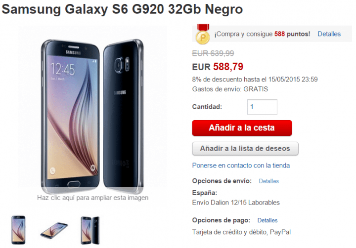 Imagen - Samsung Galaxy S6 en oferta por 588 euros