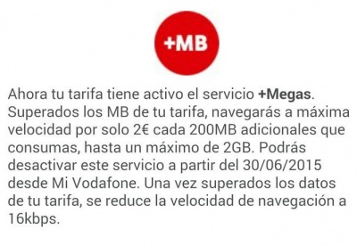 Imagen - Desactiva el servicio +megas para que Vodafone no te cobre más