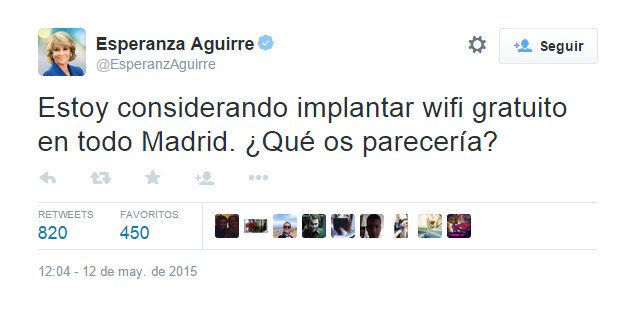 Imagen - La propuesta de WiFi gratis de Esperanza Aguirre levanta polémica en Twitter