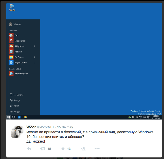 Imagen - Windows 10 volvería al menú clásico de XP/Vista/7