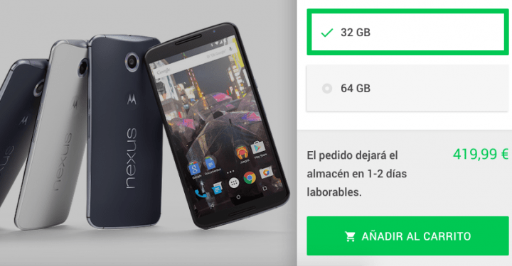Nexus 6 desde 419 euros en Google Store