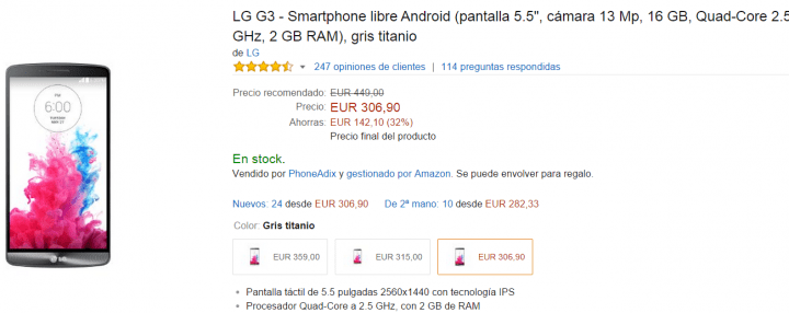 Imagen - LG G3 sigue bajando de precio: oferta por 306 euros