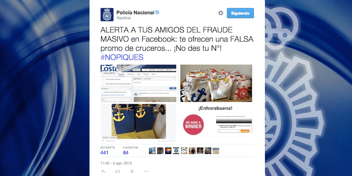 Cuidado con el masivo de cruceros gratis en Facebook