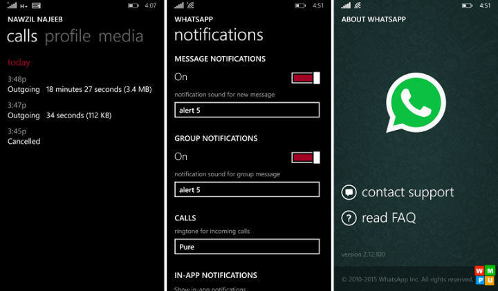 Imagen - Llegan los tonos personalizados y detalles de llamadas a WhatsApp para Windows Phone