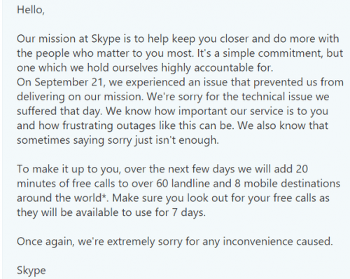 Imagen - Skype compensa a los usuarios con 20 minutos de llamadas gratis