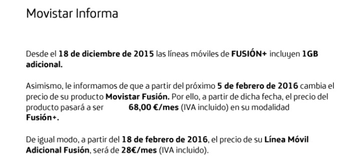 Imagen - Movistar sube 3 euros el precio de las líneas adicionales de Fusión