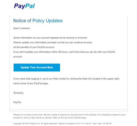 Imagen - Un nuevo phishing te pide actualizar tus datos de PayPal por email
