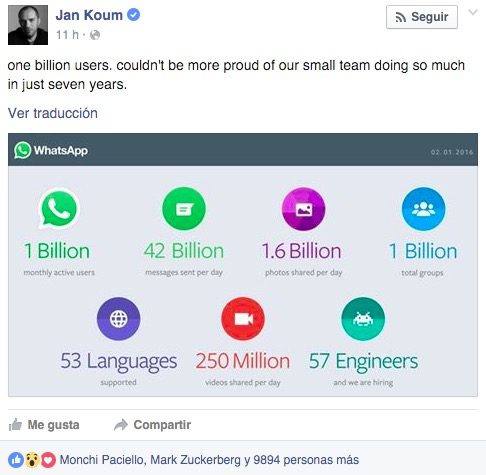 Imagen - Las cifras de WhatsApp: 1.000 millones de usuarios y más