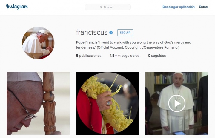 Imagen - El Papa Francisco supera los 1.5 millones de seguidores en Instagram