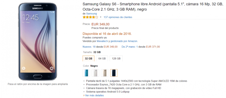 Imagen - Oferta: Samsung Galaxy S6 por solo 349 euros