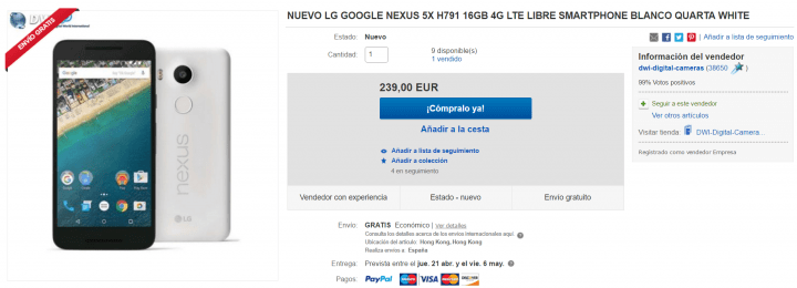 Imagen - Consigue el Nexus 5X por menos de 240 euros