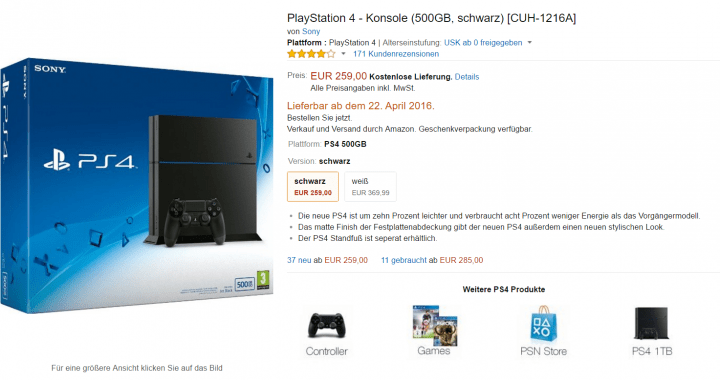 Imagen - Oferta: PlayStation 4 por 259 euros en Amazon