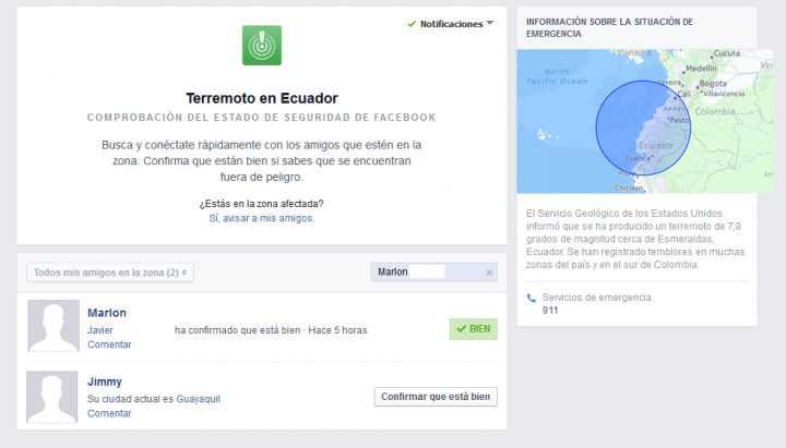 Imagen - Facebook activa Safety Check en el terremoto de Ecuador