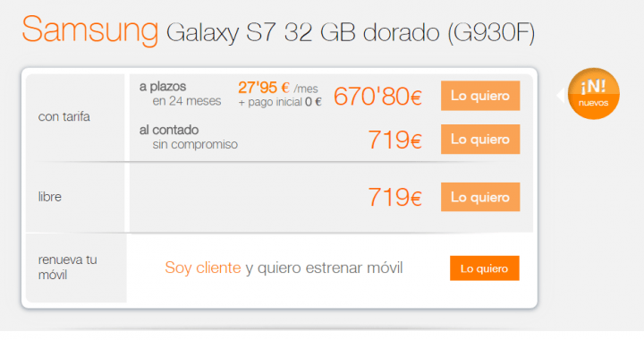 Imagen - Samsung Galaxy S7: precios con Orange