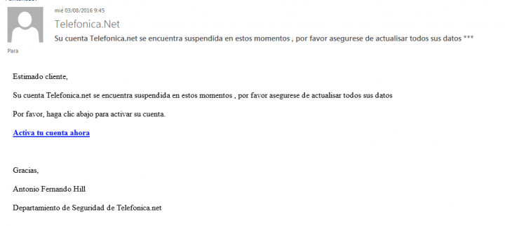 Imagen - Cuidado con el falso email de Telefónica