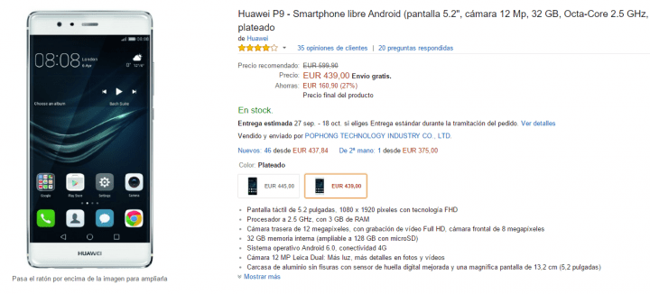 Imagen - Oferta: Huawei P9 por solo 450 euros