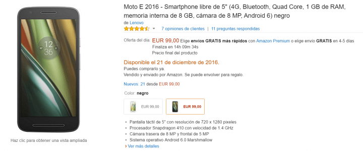Imagen - Oferta: Moto E (2016) por tan solo 99 euros