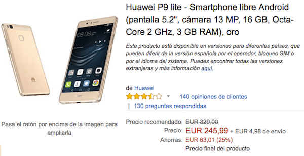 Imagen - Oferta: Huawei P9 Lite por 245 euros en Amazon