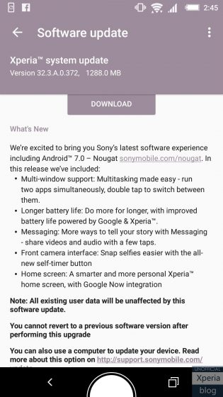 Imagen - Sony Xperia Z5 y Z5 Premium comienzan a recibir Android 7.0 Nougat