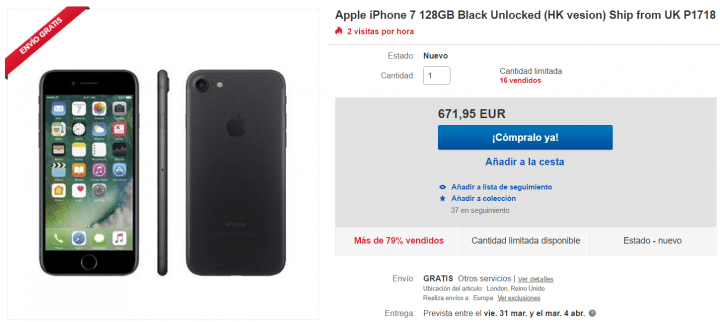 Imagen - Consigue el iPhone 7 negro de 128 GB desde tan solo 671 euros
