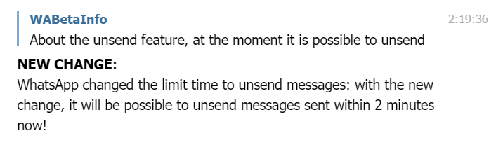 Imagen - WhatsApp te dará 2 minutos para eliminar un mensaje enviado