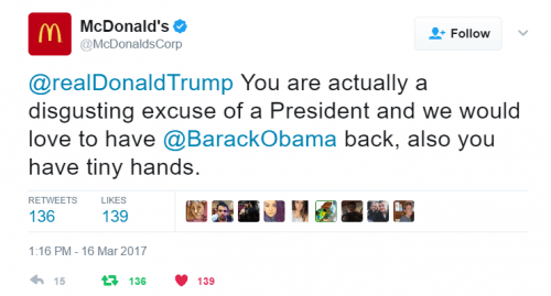 Imagen - McDonald's publica un tweet asegurando que las manos de Trump son pequeñas