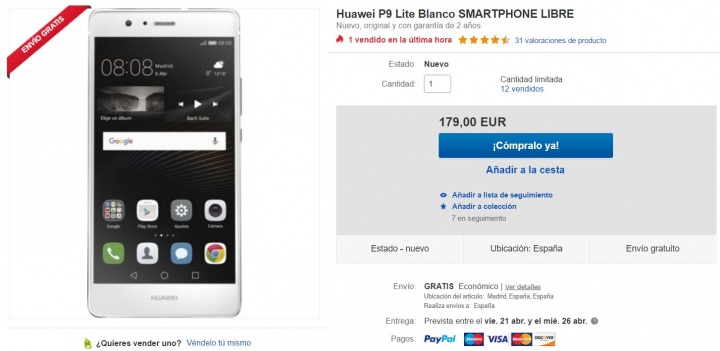 Imagen - Oferta: Huawei P9 Lite por 179 euros en Amazon