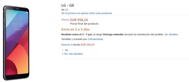 Imagen - Oferta: LG G6 por 558,24 euros en Amazon