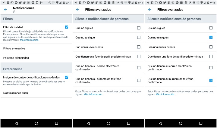filtros personalizados twitter android