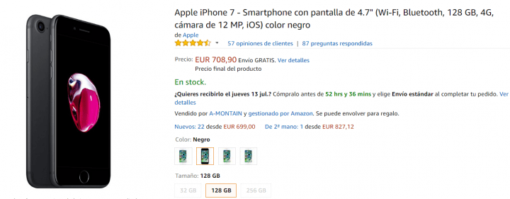 Imagen - Oferta: iPhone 7 de 128 GB color negro por solo 708 euros