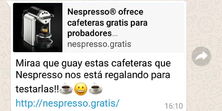 Nespresso no está regalando cafeteras por WhatsApp, cuidado con esta nueva estafa
