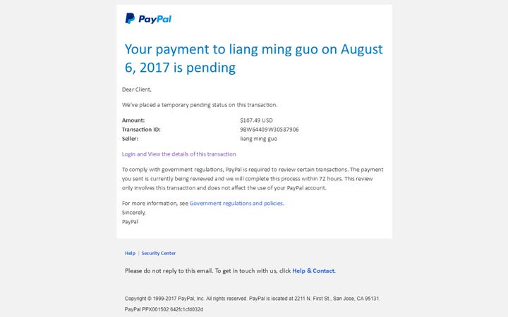 Imagen - Cuidado con los emails de PayPal sobre un pago pendiente