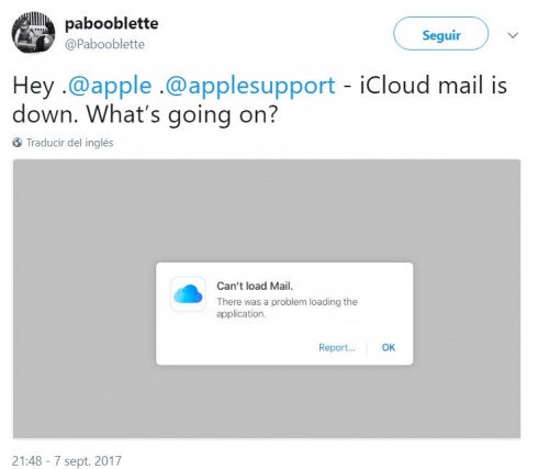 Imagen - Apple iCloud Mail se cae