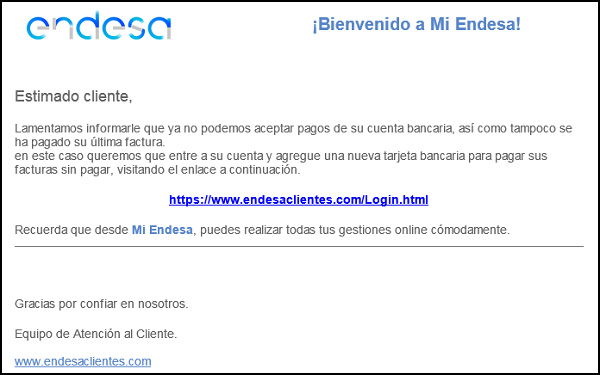 Imagen - Cuidado con las falsas facturas de Endesa: nuevo phishing busca robarte tu cuenta bancaria